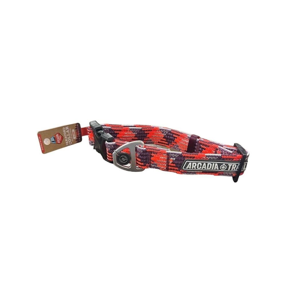 Arcadia Trail‎ Paracord Nylon Dog Collar Pink Purple/Silver Size X-Large